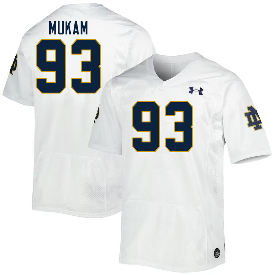 Men #93 Armel Mukam Notre Dame Fighting Irish College Football Jerseys Stitched Sale-White - Click Image to Close